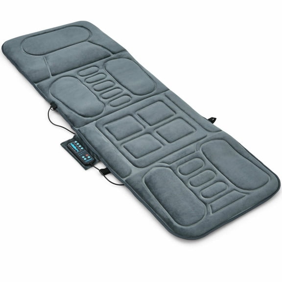 SUGIFT Foldable Full Body Massage Mat with Heat and 10 Vibration Motors, 5 Massage Modes 3 Intensity Levels and Lumbar Heating with Plush Surface for Home