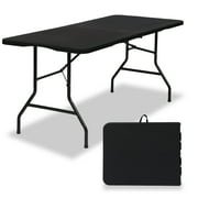 SUGIFT Folding Table 6ft Portable Heavy Duty Plastic Foldable Table for Indoor Outdoor Use Black