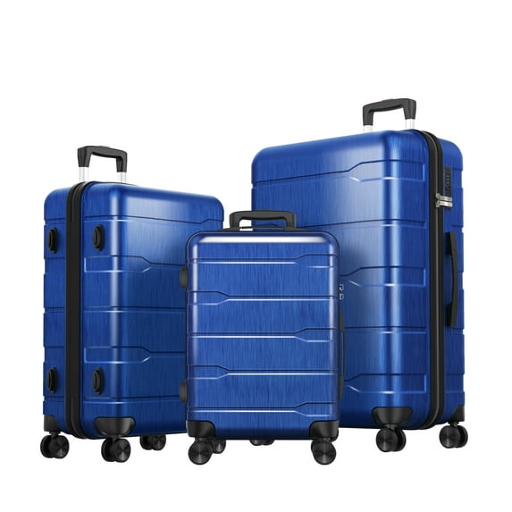 SUGIFT Hardside Luggage Set 3 Piece Lightweight Suitcase with TSA Lock Spinner Wheels, Dark Blue