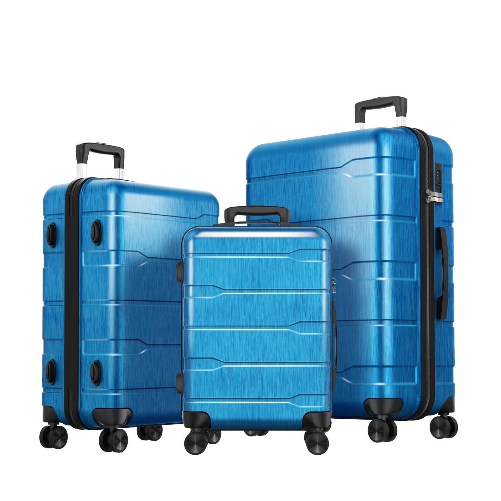 SUGIFT Hardside Luggage Set 3 Piece Lightweight Suitcase with TSA Lock Spinner Wheels, Blue