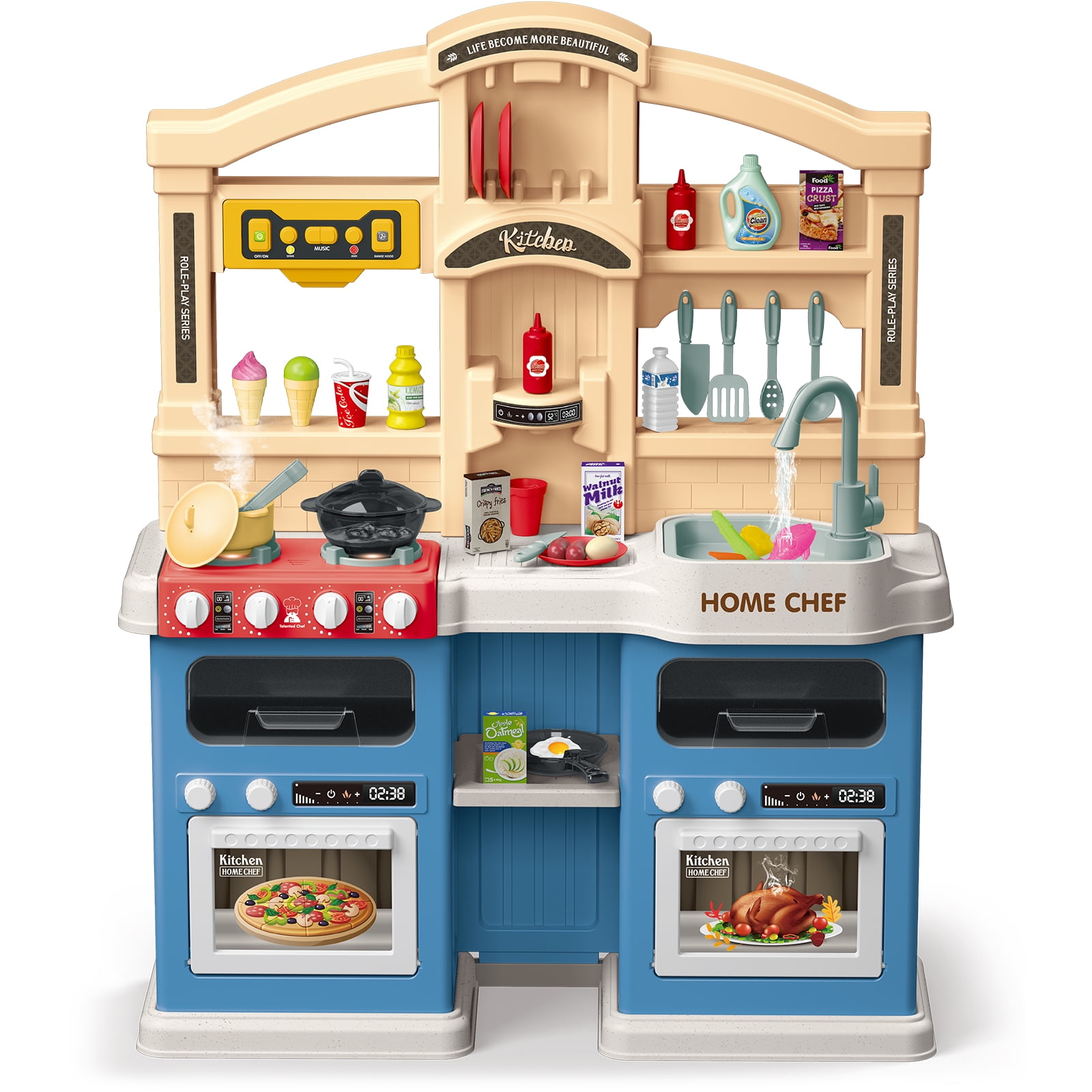 Kitchen Play Set with Realistic Sound and Light Toy For Toddler