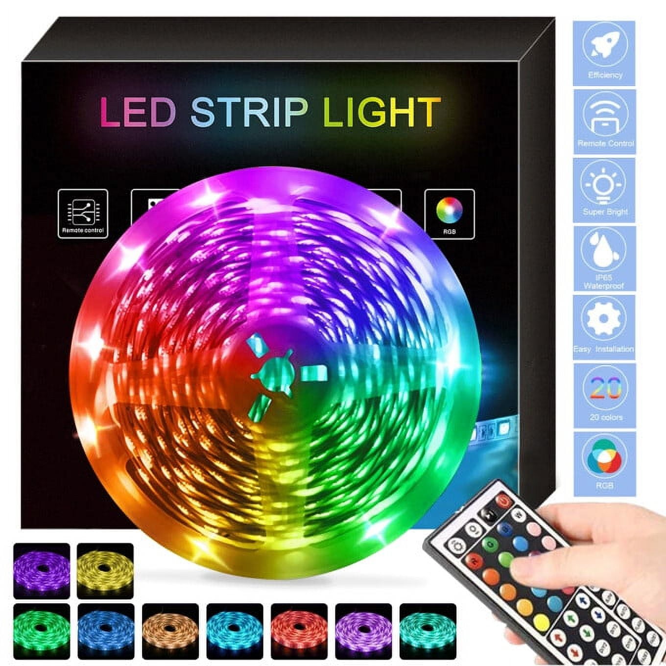 Rgb Strip Back SUGIFT 16.4ft RGB LED Light Strip with Strong Adhesive, Cuttable ...