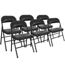 SUGIFT Metal Folding Chairs with Padded Seats, 6 Pack, Black