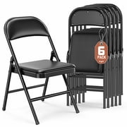 SUGIFT Folding Chairs with Padded Seats, Folding Chairs 6 Pack, Black