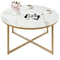 thumbnail image 1 of SUGIFT Modern Round 36in Faux Marble Coffee Table, Gold, 1 of 12