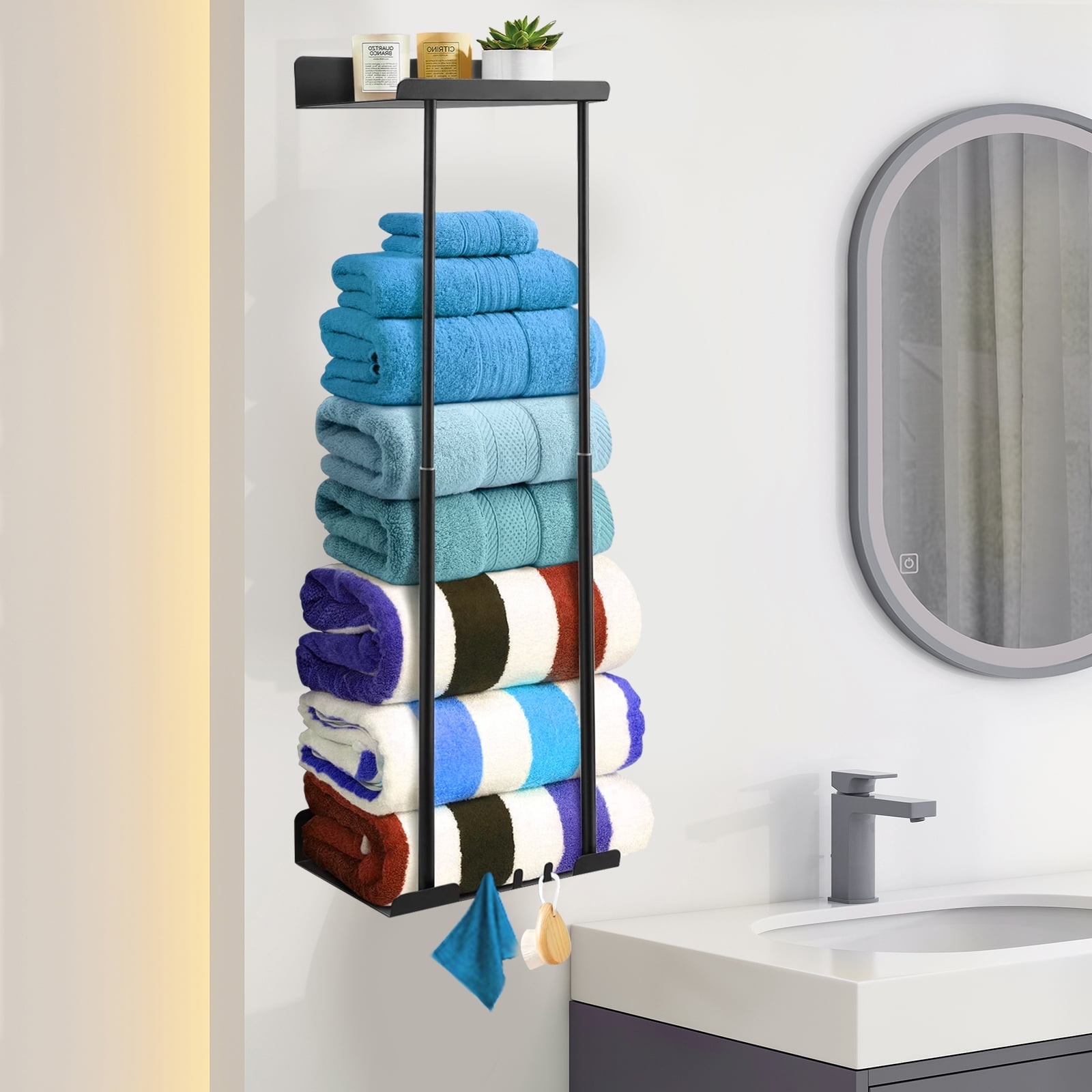 SUGIFT New Upgrade Towel Holder, Retractable Towel Rack with Metal ...