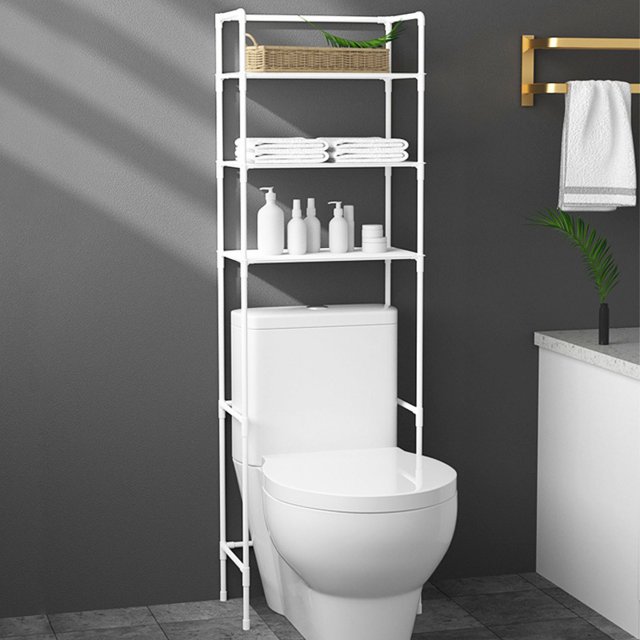SUGIFT Over the Toilet Storage Shelf 3Shelf Bathroom Organizer, White