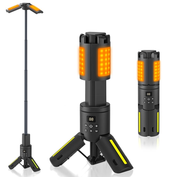 SUGIFT Rechargeable LED Camping Lantern with 10050mAh Power Bank and SOS Flashlight for Hiking and Power Outages, Black
