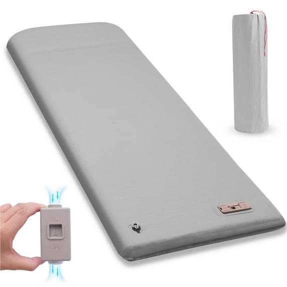 Fenbeli Self Inflating Sleeping Pad, 3.2'' Thick Memory Foam Camping Pad with Pillow, 4-Season Camp Mat for Tent Gray