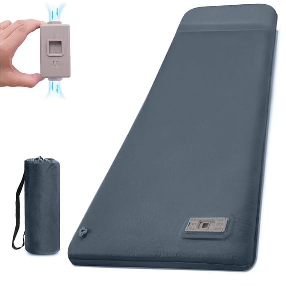 SUGIFT Self Inflating Sleeping Pad for Camping, 3.2'' Thick Memory Foam Camping Mat with Pillow & Electric Pump, for 4-Season Travel, Gray