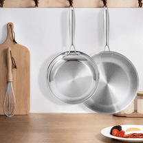 SUGIFT Stainless Steel Fry Pan Set, Skillet Set 9.5 Inch and 11 Inch, Silver