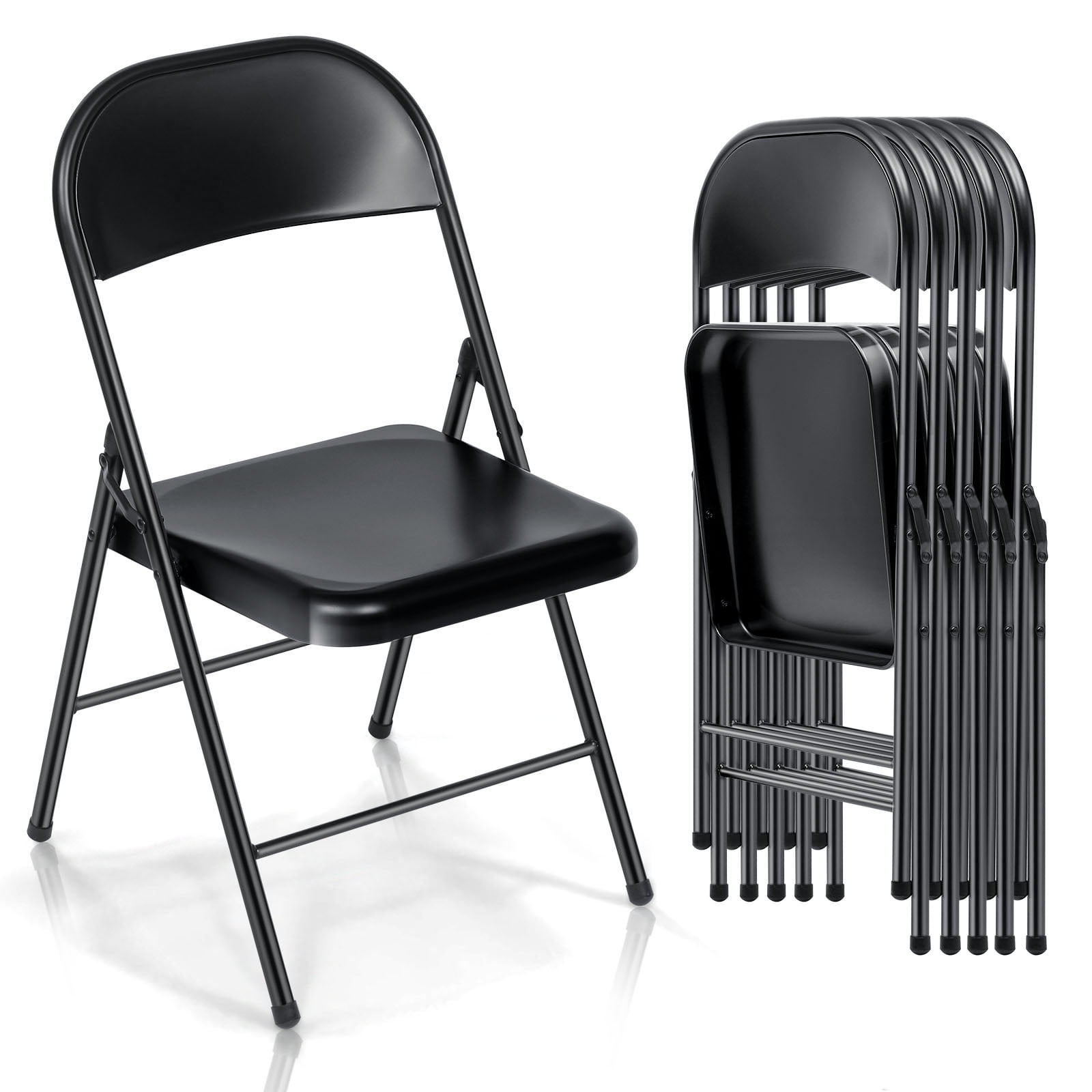 Black steel folding chairs outlet