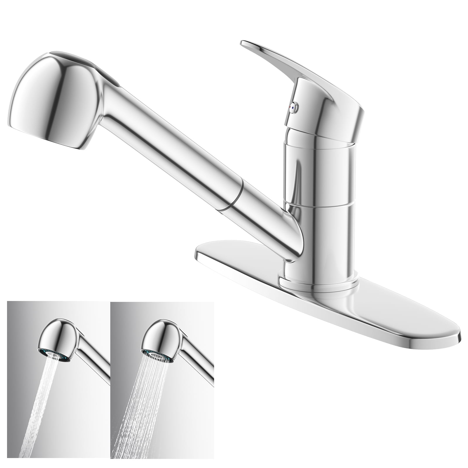 SUGIFT Swivel Single Handle Kitchen Faucet with Pull Out Sprayer, Bar Bathroom Sink Faucet, Stainless Steel Chrome
