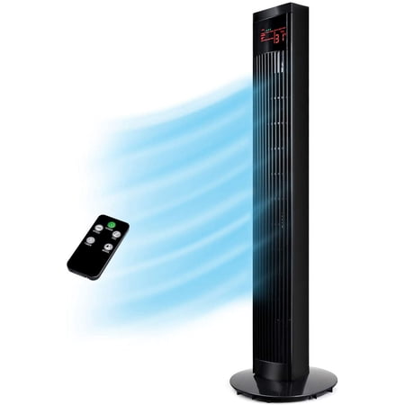 SUGIFT Tower Fan,36’’ Electric Oscillating 65° Fan,Remote Control, Large LED Display,9 different air flow