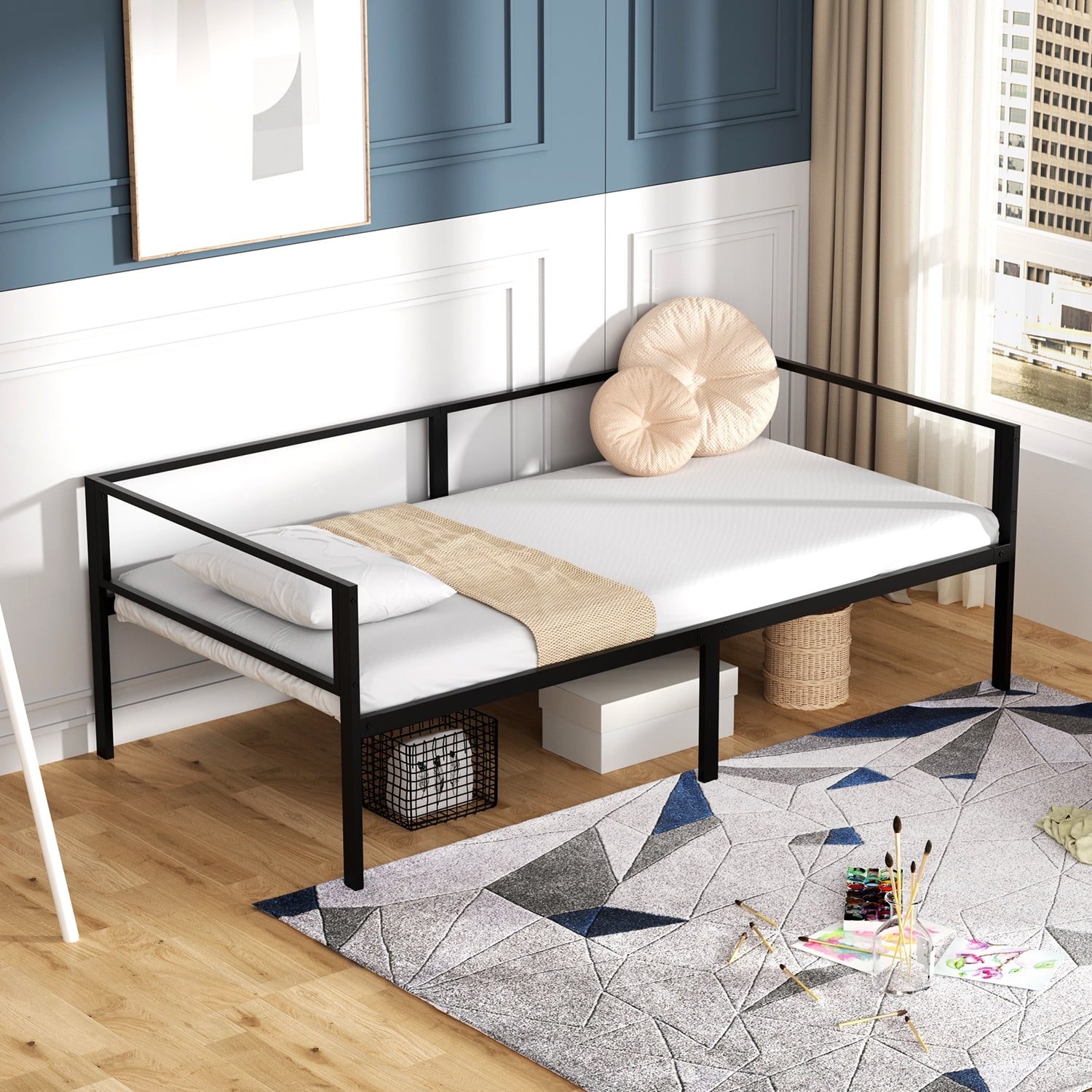 SUGIFT Twin Metal Daybed Frame Dual use Platform Sofa Bed