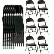 SUGIFT Vinyl Folding Chair 6 Pack, Black
