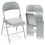 SUGIFT 6 Pack Vinyl Padded Folding Chair for Indoor and Outdoor, Gray