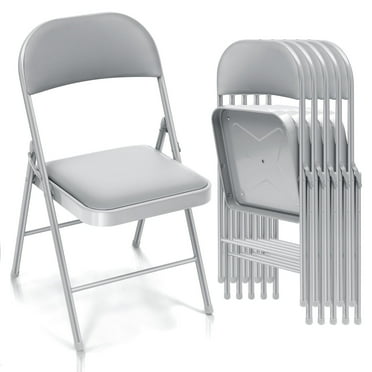 SUGIFT 6 Pack Vinyl Padded Folding Chair for Indoor and Outdoor, Gray