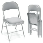 SUGIFT 4 Pack Vinyl Padded Folding Chair Portable Dining Chairs for Indoor and Outdoor
