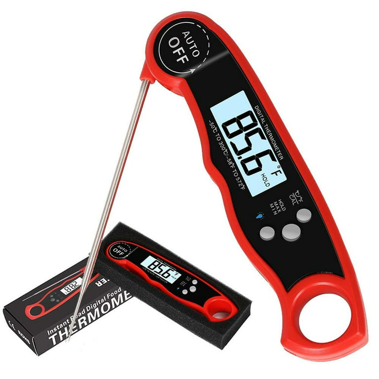 Instant Read Meat Thermometer - Folding Waterproof Thermometer with  Backlight & Calibration