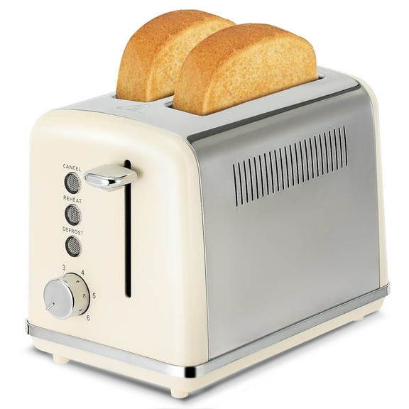 SUGIFT2 Slice Stainless Steel Toaster for Bread Toast, Auto Pop-Up Wide Slots