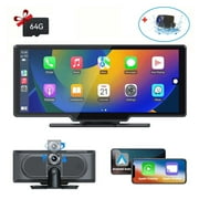 SUGUANGHUI 10.26" Wireless Apple Carplay Screen with Android Auto, 4K Dash Cam, Backup Camera, Bluetooth, GPS, Voice Control