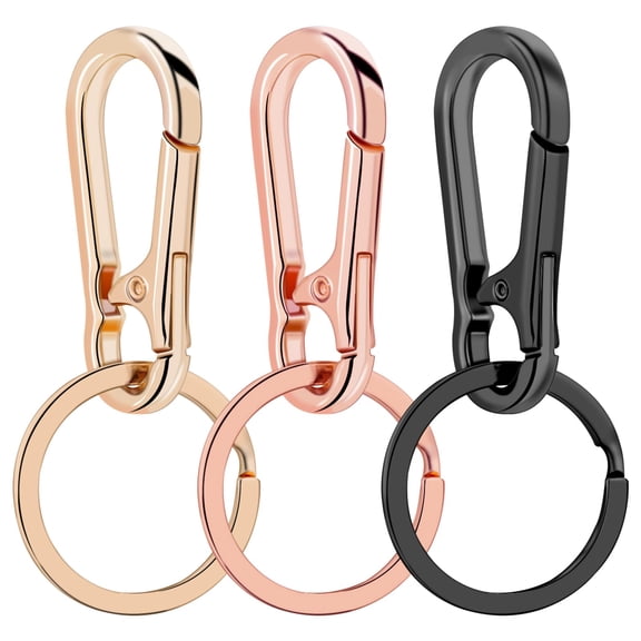 SUGUANGHUI 2 PCS Metal Keychains for Women Men, Key Chain Ring Clip Holder Organizer for Home Car, Cut Keyring Accessories -  Black