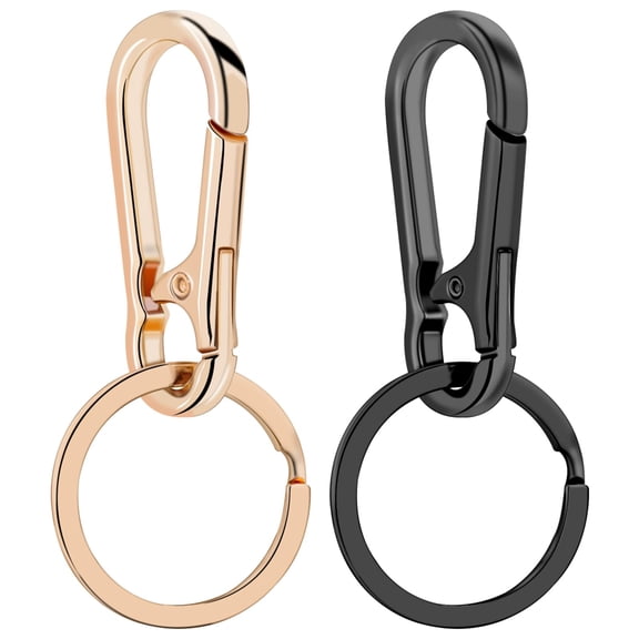 SUGUANGHUI 2 PCS Metal Keychains for Women Men, Key Chain Ring Clip Holder Organizer for Home Car, Cut Keyring Accessories -  Black