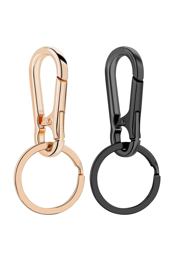 2 PCS Metal Keychains for Women Men, Key Chain Ring Clip Holder Organizer for Home Car, Cut Keyring Accessories -  Black