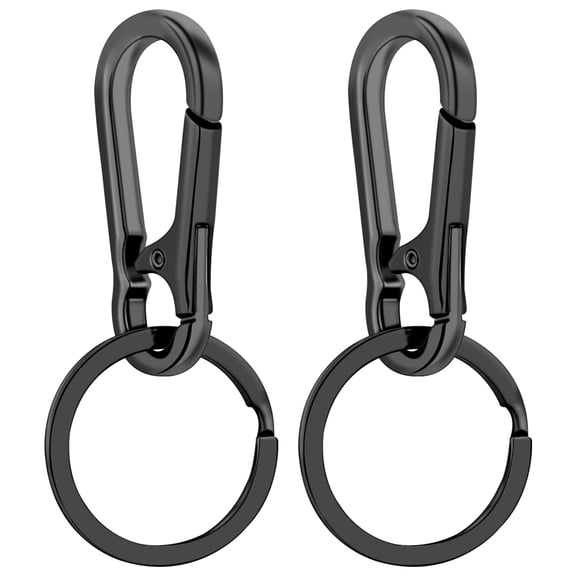 SUGUANGHUI 2 PCS Metal Keychains for Women Men, Key Chain Ring Clip Holder Organizer for Home Car, Cut Keyring Accessories -  Black