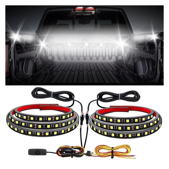 SUGUANGHUI 3PCS 60" Bed Light Strip 270 LED with On/Off Switch Blade Fuse Splitter Extension Cable for Cargo, Pickup Truck, SUV, RV, Boa,Comes with a splitter cable,5A inline blade fuse,on/off switch