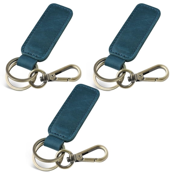 SUGUANGHUI Genuine Leather Car Keychain, Universal Key Fob Keychain, Leather Key Chain Holder for Men and Women, 2 Keyrings and Carabiner Clip, JC306-Brown