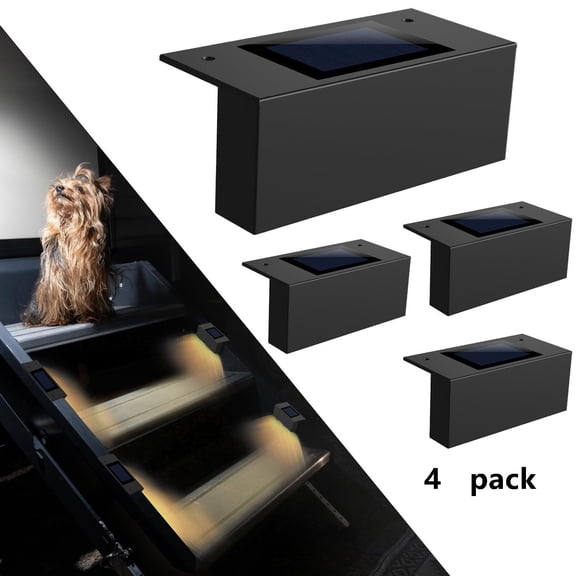 SUGUANGHUI Magnetic Solar RV Step Lights IP65 Waterproof, No-Wire LED Stair Light Strip for Camper & Trailer, Auto On at Dusk, Easy Install with Magnet & Adhesive, No Drilling (4 Pack)