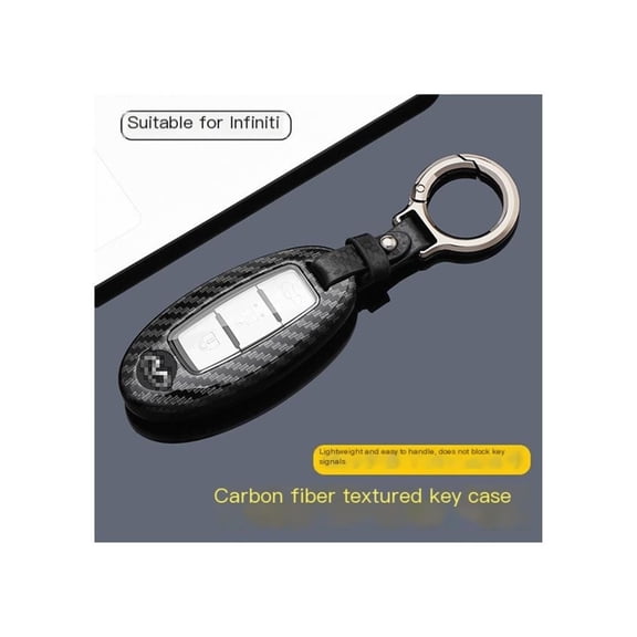 SUGUANGHUI Suitable for Infiniti Q50L QX50 Q70L G25 FX35 car carbon fiber shell keyset, fully equipped keychain, suitable as a gift for men and women