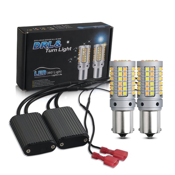 SUGUANGHUI Upgraded car LED daytime running lights, Car integrated dual color turn signal daytime running lights, 69SMD with decoding dual-mode