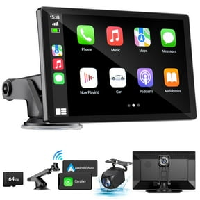 SUGUANGHUI Wireless Apple Carplay Screen for Car 4K Dash Cam, 9" Portable Apple Carplay & Android Auto Car Stereo, with 1080p Backup Camera, GPS Navigation/Mirror Link/Voice Control/Bluetooth