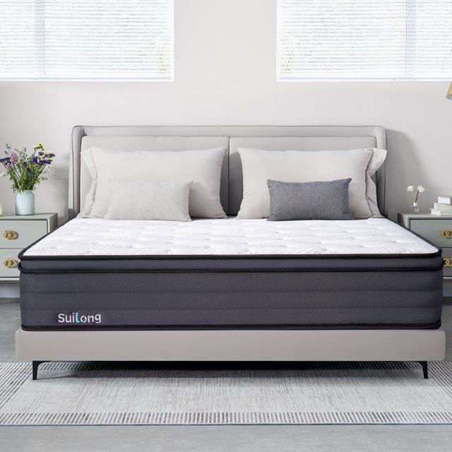 SUI LONG 12inch King Mattress, Spring and Memory Foam Hybrid Mattress