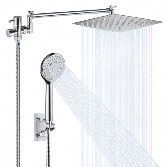 SUIXINEYI 10 Inch Rain Shower Head with Handheld, Spray Handheld Showerhead Combo with Extension Arm, Hose