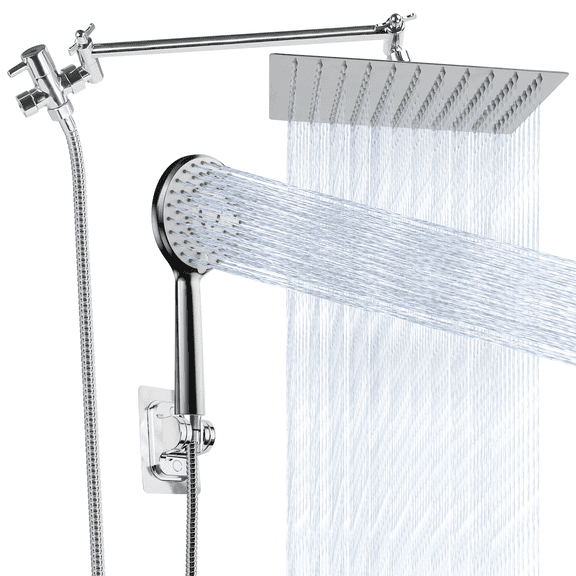 SUIXINEYI 10 Inch Rain Shower Head with Handheld, Spray Handheld Showerhead Combo with Extension Arm, Hose