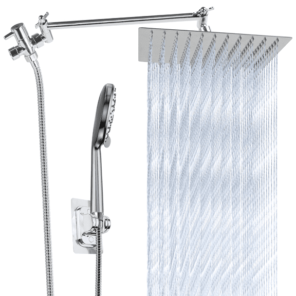 SUIXINEYI 10 Inch Rain Shower Head with Handheld, Spray Handheld Showerhead Combo with Extension Arm, Hose