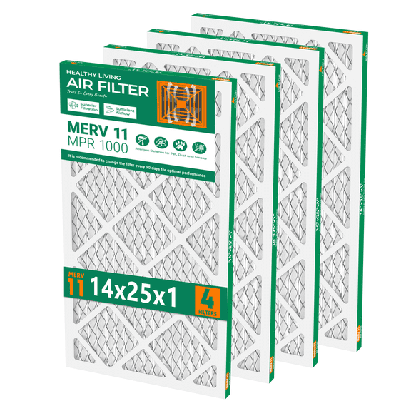 SUIXINEYI MERV11 Air Filter Pleated HVAC Furnace 14x25x1 MPR1000 Air Condition Filter,4 Filters
