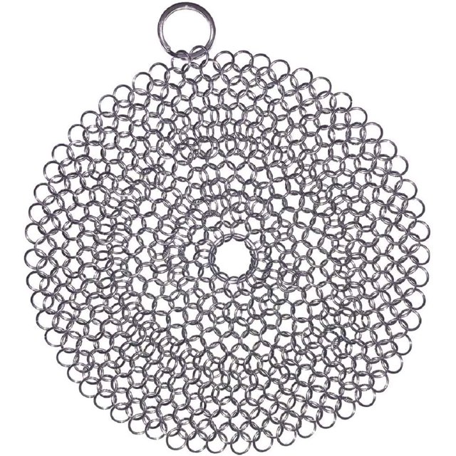 SUJAYU Cast Iron Cleaner, 7 Inch 316L Stainless Steel Chainmail