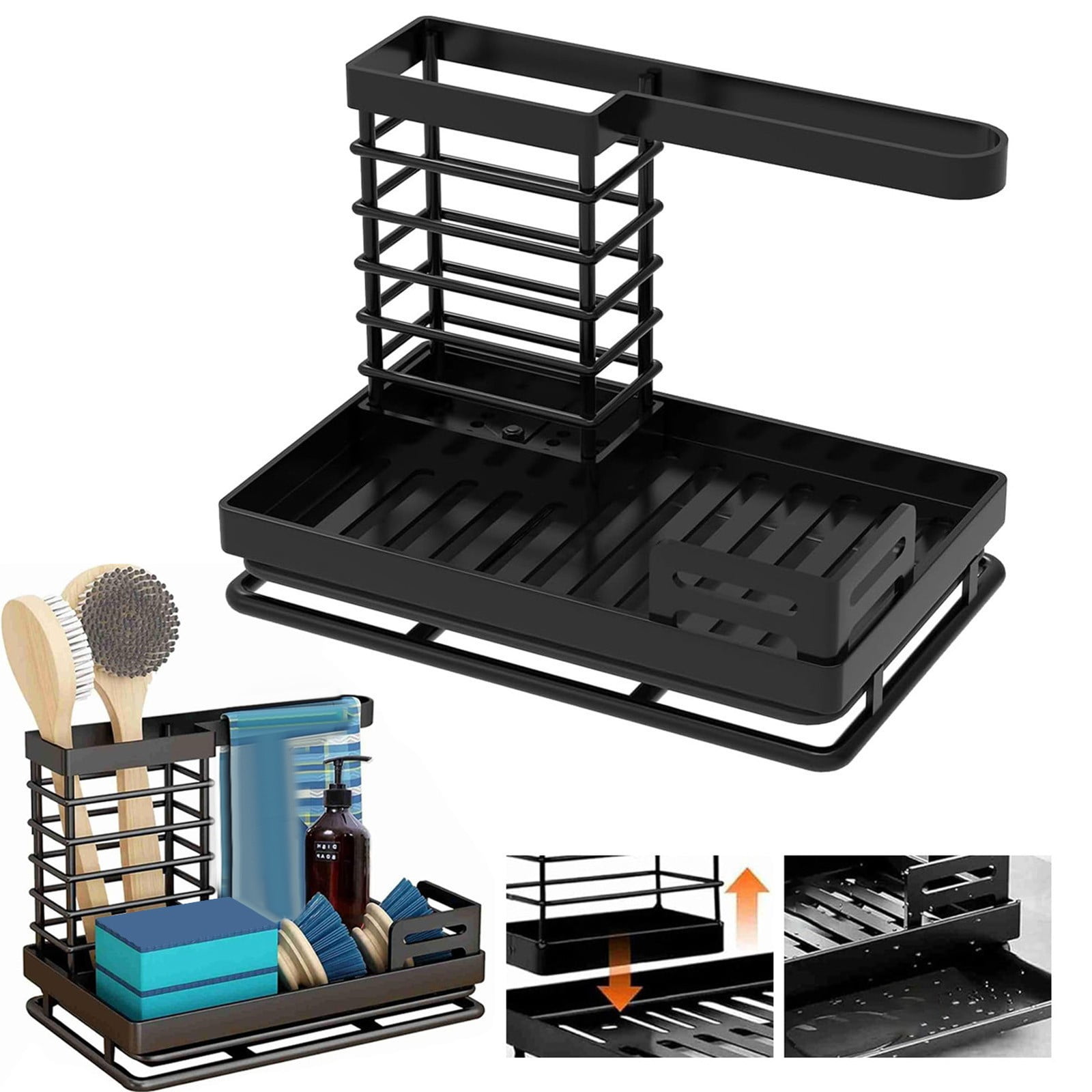 SUJITO Kitchen Caddy Organizer Stainless Caddy Sponge Holder，Large ...