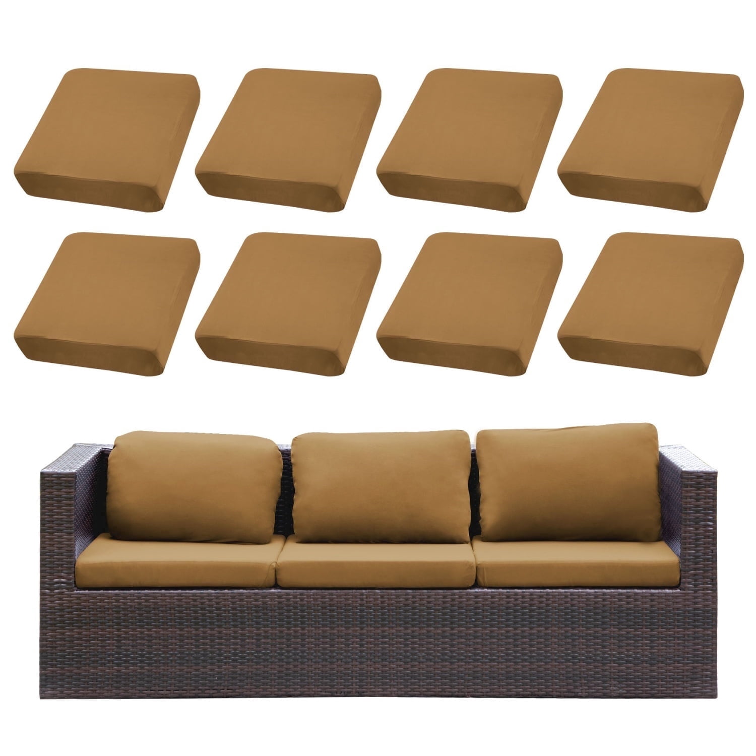 SUKAIKEQA Outdoor Cushion Covers Set,8PCS Patio Furniture Couch Seat Slipcovers, Replacement for Sofa Sectional Chair(Cover，Only)