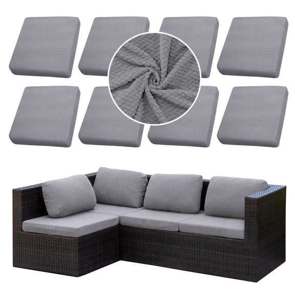 SUKAIKEQA 8Pcs Patio Cushion Covers, Stretch Cushion Covers Replacement,Cushion Slipcovers, Furniture Cushion Covers