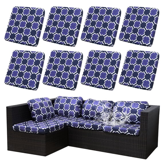 SUKAIKEQA Outdoor Cushion Covers Set,8PCS Waterproof Patio Furniture Couch Seat Slipcovers, Replacement for Sofa Sectional Chair(Cover,Only)
