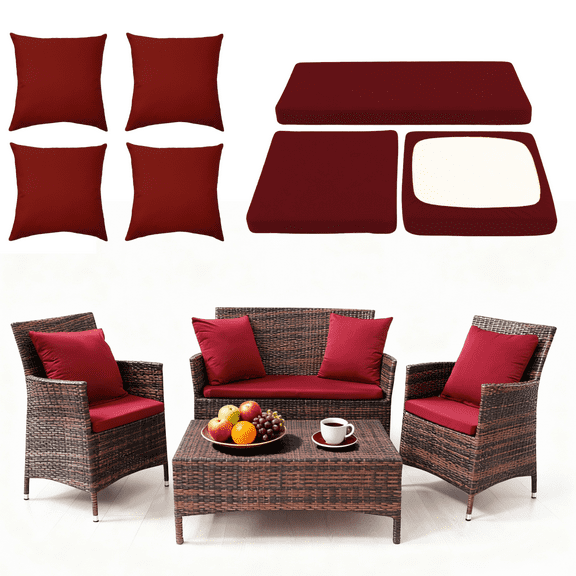 SUKAIKEQA Waterproof 3-Piece Patio Sofa Cushion Cover Set - Replacement Covers for Outdoor Wicker Furniture, Bench & Seat Cushions 40x22x4 inch, 22x22x4 inch