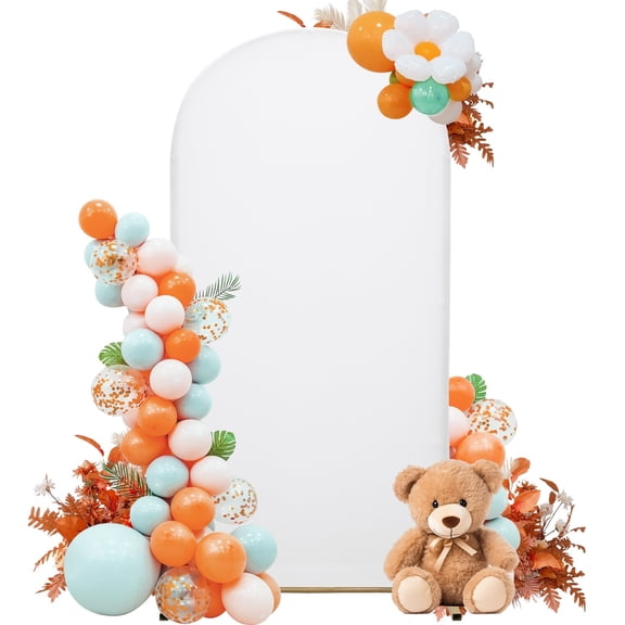 SUKAIKEQA Wedding Arch Cover 6FT Arch Backdrop Cover Spandex Fitted Arch Cover for Round Top Chiara Backdrop Stand Covers for Wedding Birthday Party Baby Shower Banquet Ceremony Decoration,White