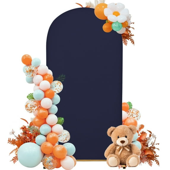 SUKAIKEQA Wedding Arch Cover 7.2FT Arch Backdrop Cover Spandex Fitted Arch Cover for Round Top Chiara Backdrop Stand Covers for Wedding Birthday Party Baby Shower Banquet Ceremony Decoration,Navy