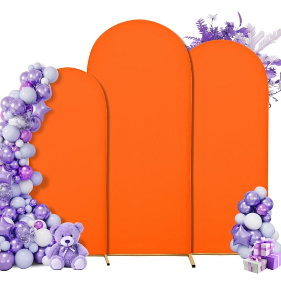 SUKAIKEQA Wedding Arch Cover Spandex Arch Backdrop Cover (4FT,5FT,6FT) Set of 3 Arch Stand Cover Arch Covers Stretchy Backdrop for Wedding Birthday Party Decoration Baby Shower,Candy Orange